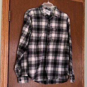 Hollister Men's Flannel Shirt Size Large Black/White